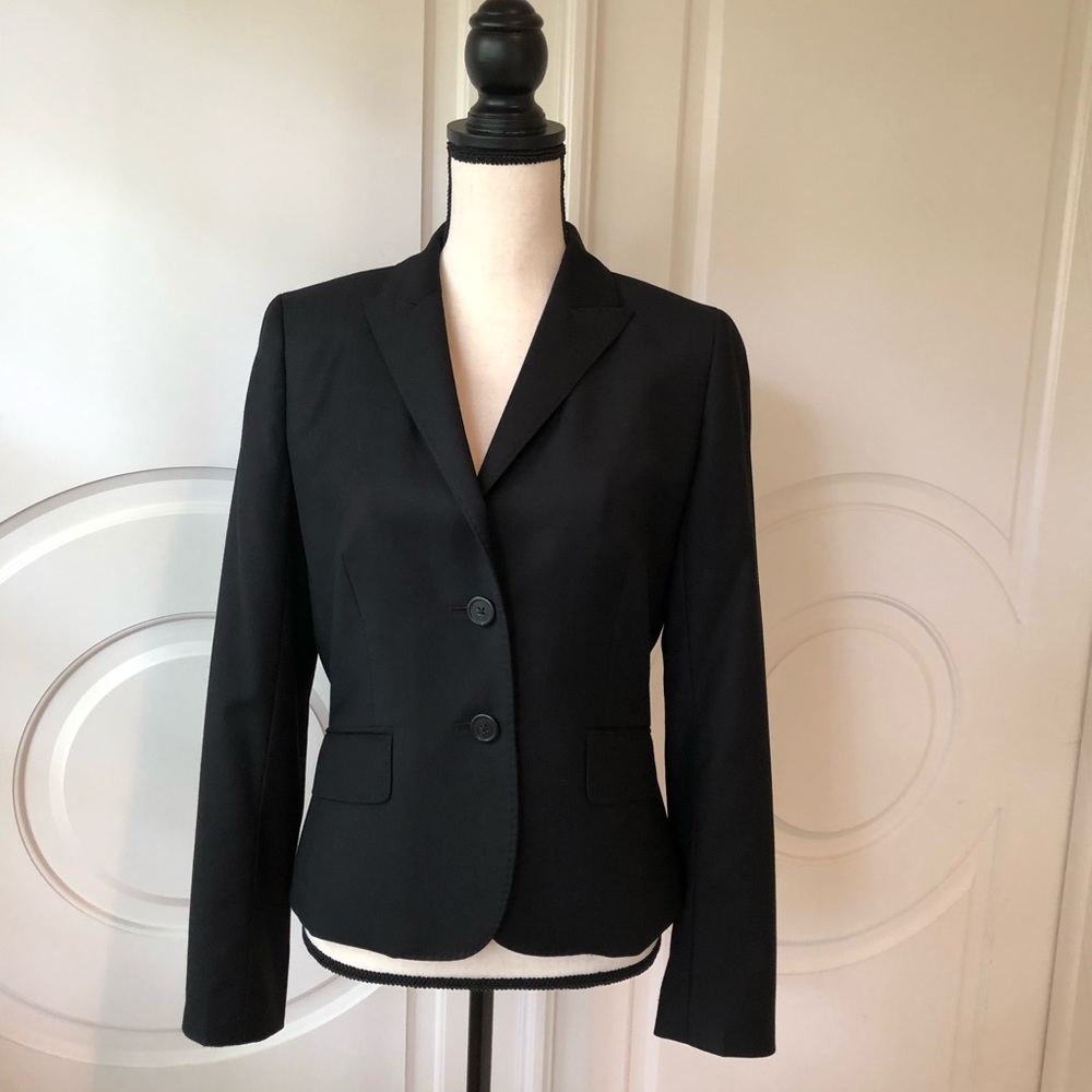 J Crew Super 120’s Wool Jacket Black 2 Button Sz 6